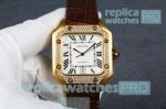 Best Quality Clone Cartier Santos White Dial Brown Leather Strap Watch